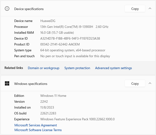Specifiche Huawei MateBook D 16
