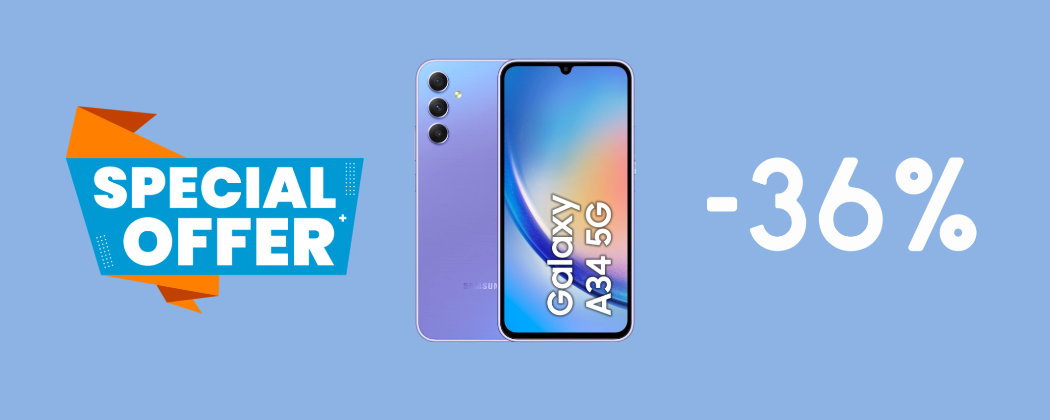 Samsung Galaxy A34 5G con batteria INFINITA in sconto del 36%