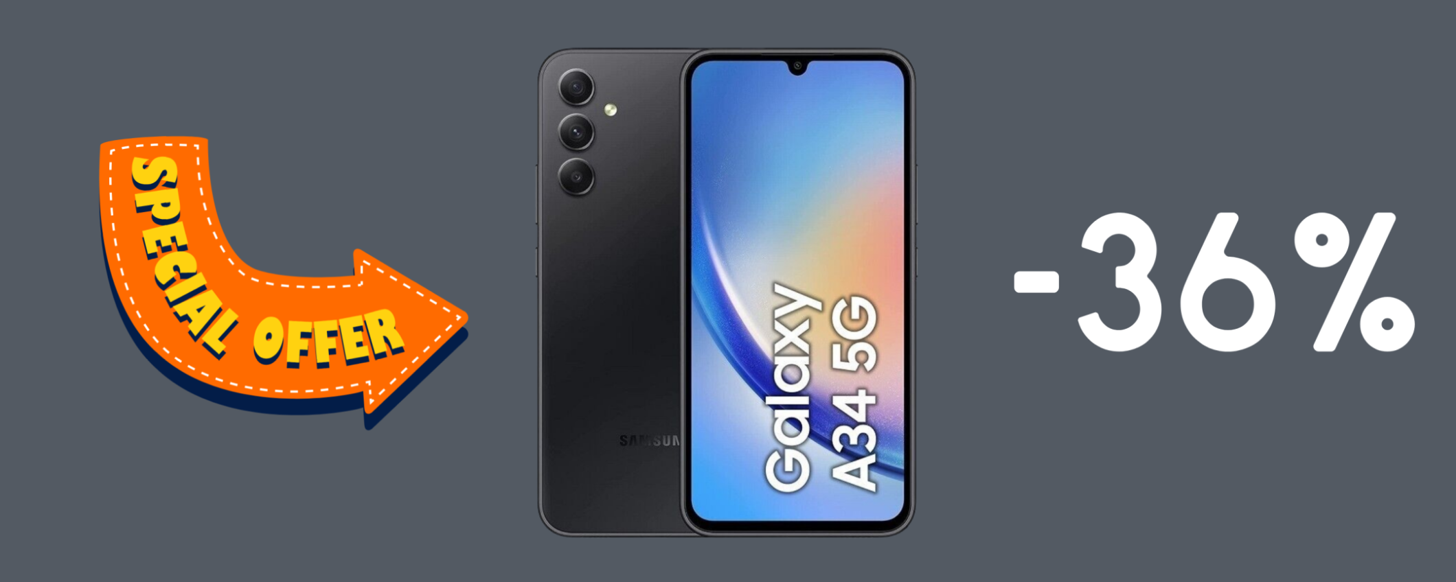 Samsung Galaxy A34 5G in SUPER sconto del 36% a soli 257€