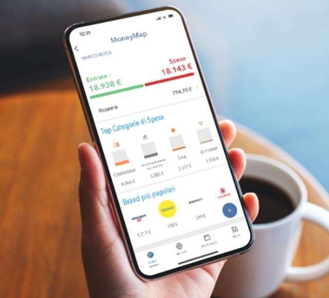 La funzionalità MoneyMap integrata nell'app del conto Fineco