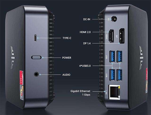 NiPoGi AM02, le porte di connessione presenti sul Mini PC