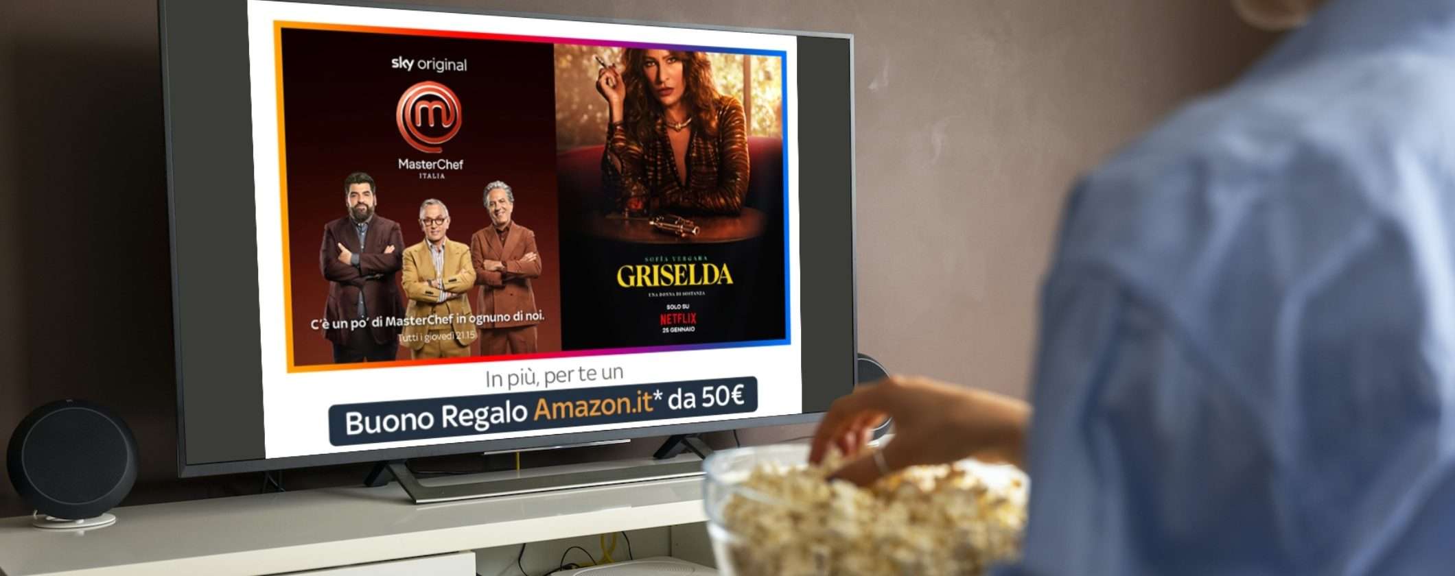 Sky TV + Netflix: solo 19€ mese e Buono Amazon 50€ in REGALO
