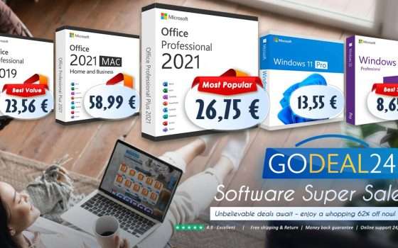 Licenze software, sconto del 62%! Office 2021 Pro Plus a 26,75€ nei saldi Godeal24