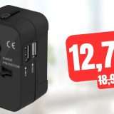 Adattatore da viaggio universale con porte USB: approfitta dello sconto