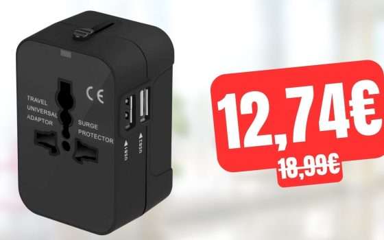 Adattatore da viaggio universale con porte USB: approfitta dello sconto