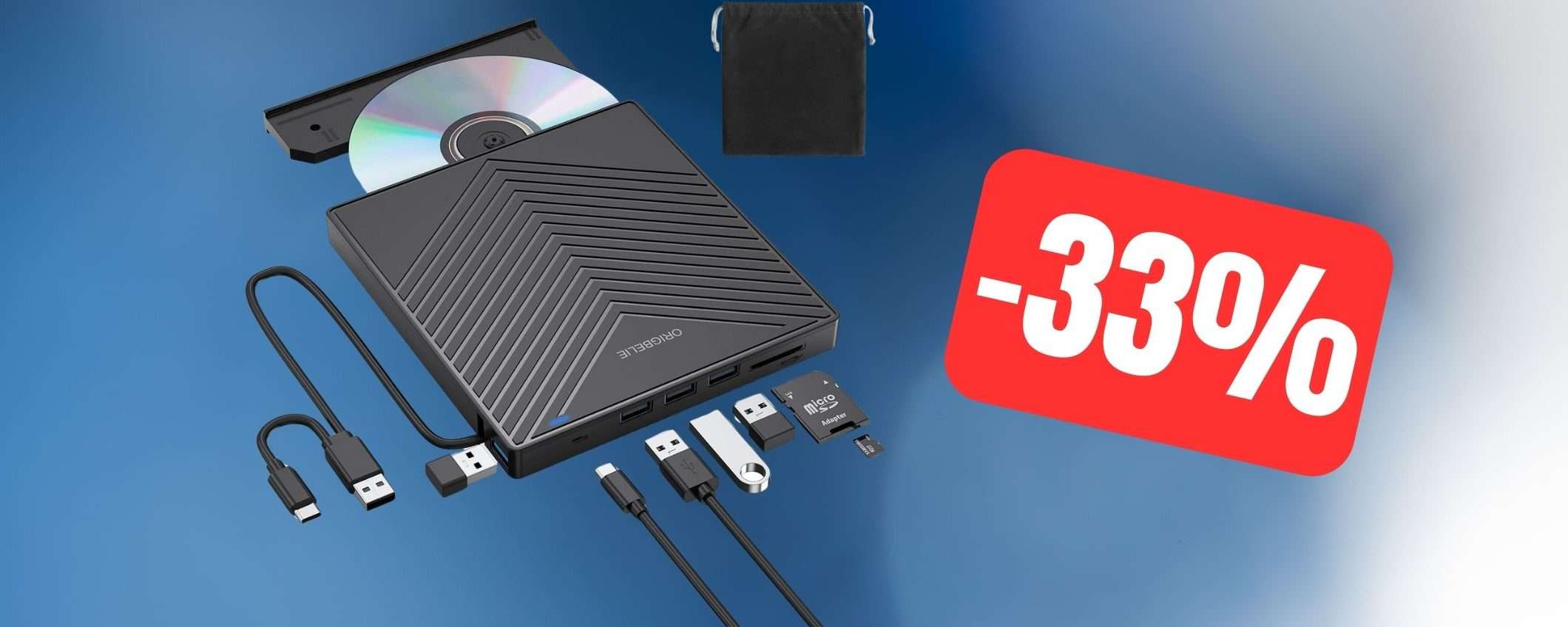 Masterizzatore DVD e Hub USB 8-in-1: il 2-in-1 che non ti aspetti