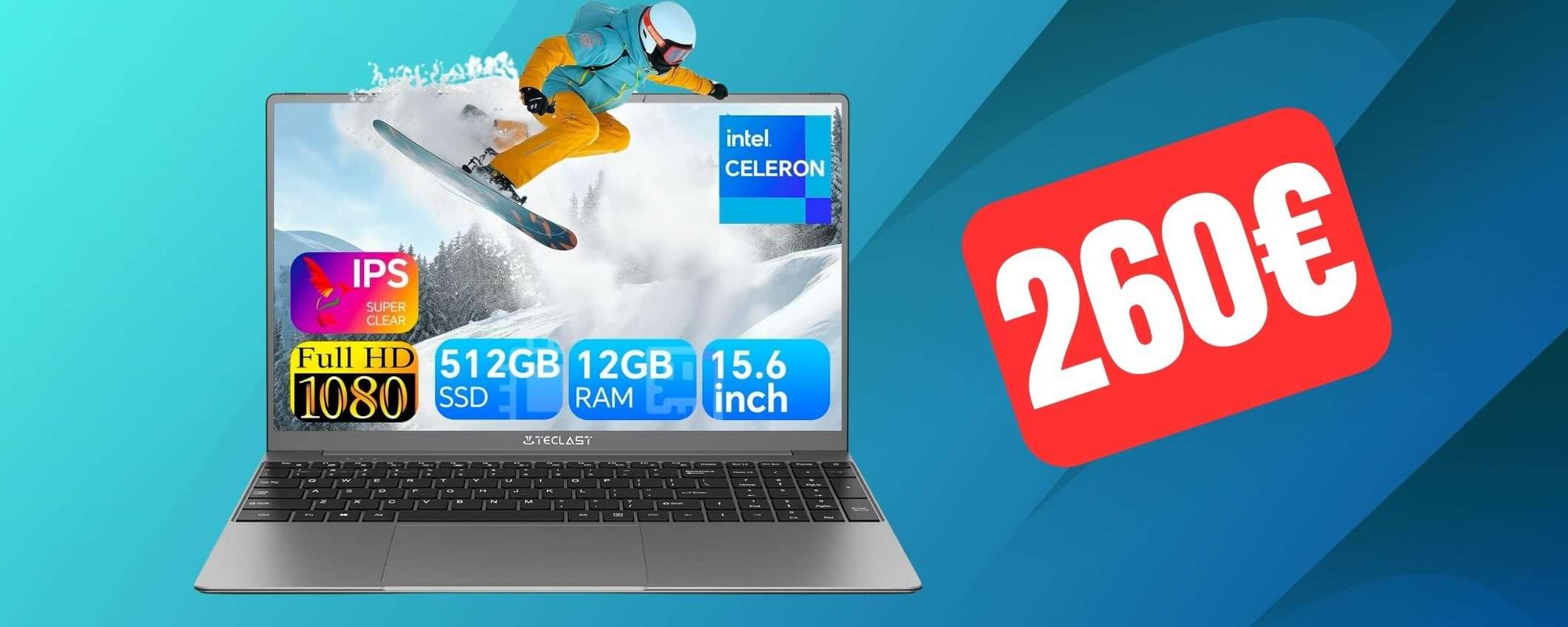 Notebook con 12GB di RAM e SSD da 512GB: SUPER PREZZO su Amazon