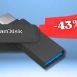 Chiavetta USB C con 64GB da usare anche su smartphone e tablet (-46%)