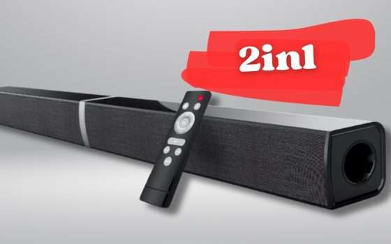 Soundbar 2 in 1 per posizionamento COMODO e risultato TOP (-40%)