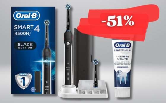 Oral-B: spazzolino con kit COMPLETO a prezzo dimezzato, offerta LAMPO