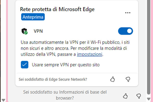 Edge Secure Network la VPN su Microsoft Edge