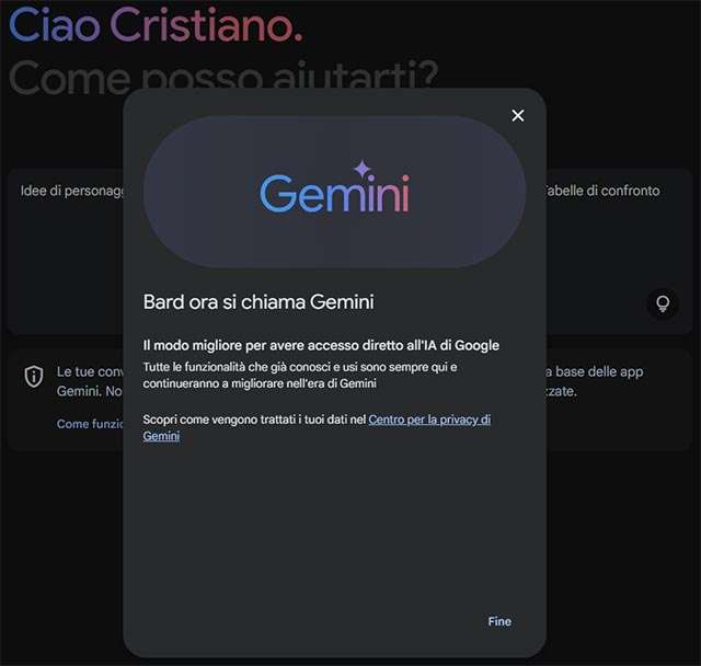 Google Bard diventa Gemini: il chatbot si chiamerà come il modello IA su cui poggia