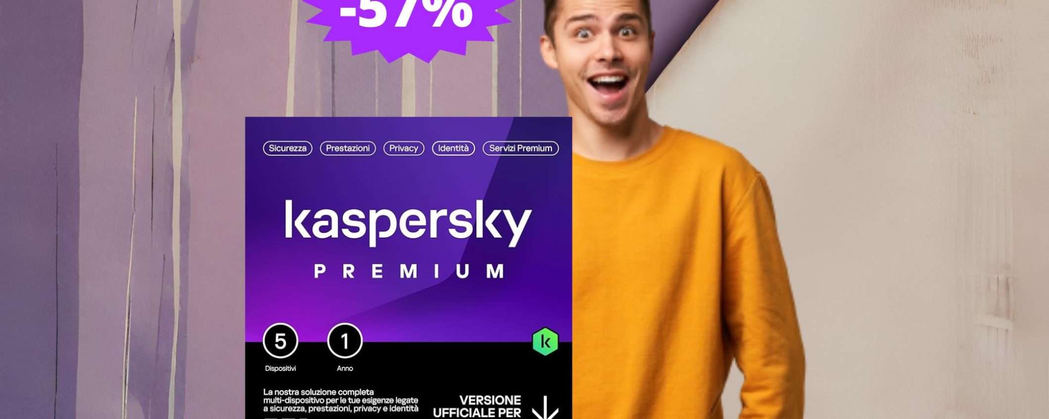 Kaspersky Premium Total Security 2024: sconto ASSURDO del 57%