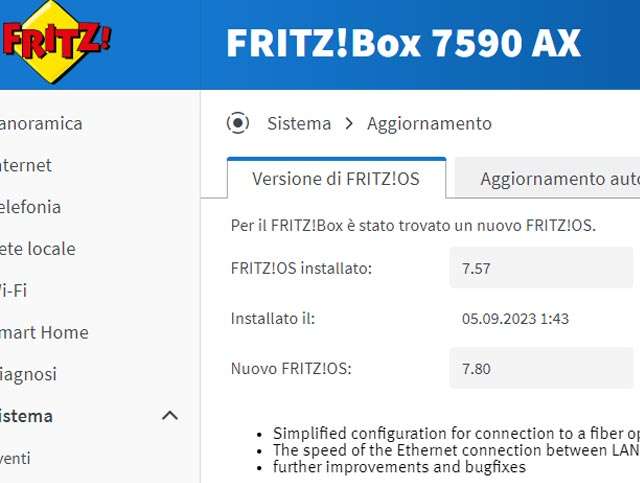 L'aggiornamento a FRITZ!OS 7.80: controllo e installazione su FRITZ!Box 7590 AX