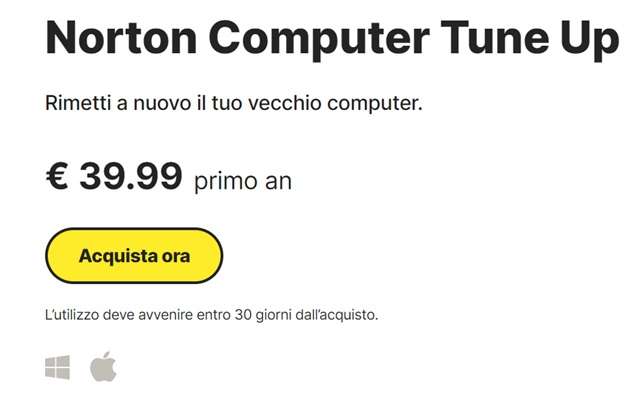 norton computer tune up prezzi