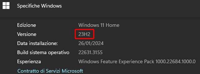 Windows 11 2023 Update è indicato come 23H2 nelle Impostazioni del sistema operativo