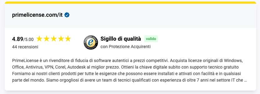 PrimeLicense su TrustedShop