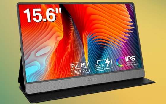 Monitor portatile da 15.6 pollici Full HD in offerta a meno di 90€