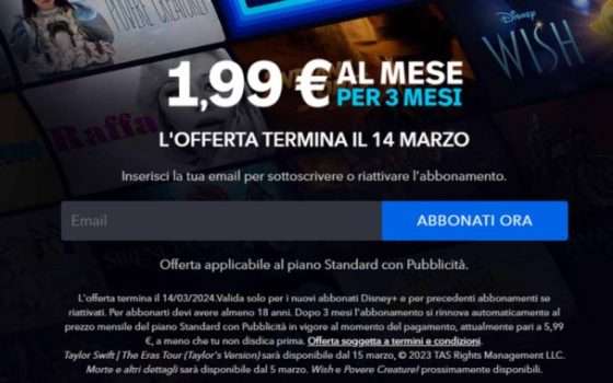 Offerta Disney Plus 1,99 eur