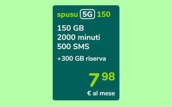 Promo Spusu 5G: 150GB a 7,98 euro mensili