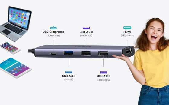 Hub USB-C 5 in 1: produttività no limits a 15€ con le Offerte di Primavera