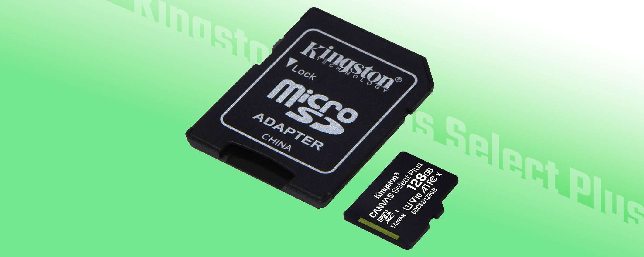 Kingston, microSD 128GB+adattatore: PREZZO STRACCIATO 11€