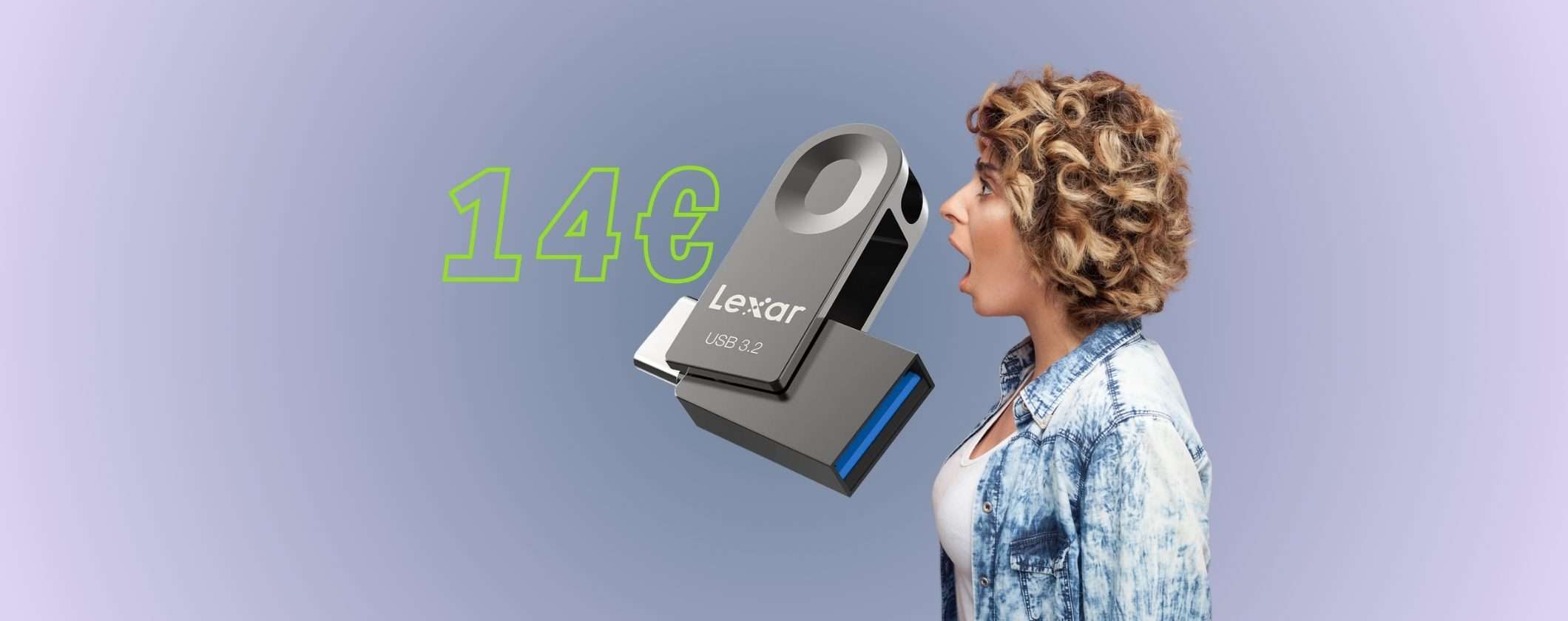 PenDrive Lexar 64GB Type-C e USB-A: solo 14€ su Amazon