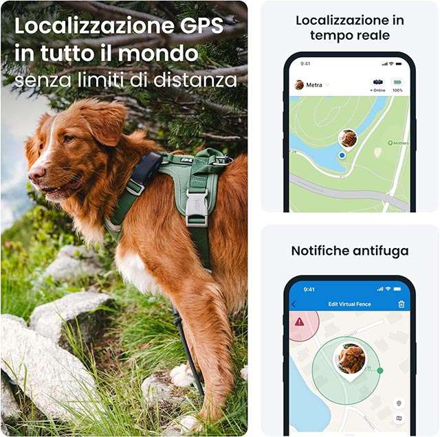 Le funzionalità del localizzatore GPS per cani di Tractive