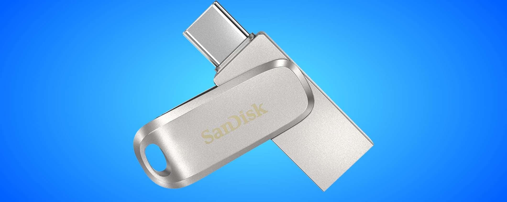 Chiavetta USB 3.1 SanDisk con DOPPIO CONNETTORE a soli 12€