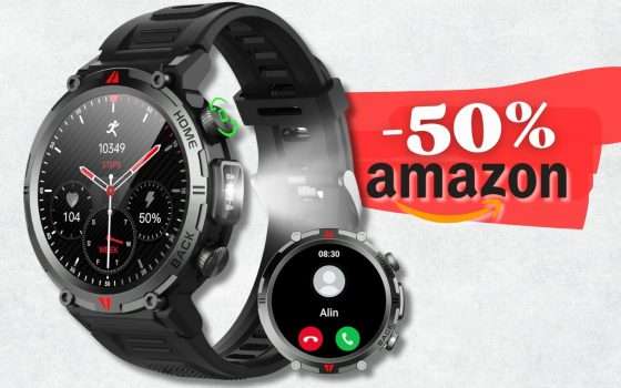 Smartwatch al polso con chiamate e TORCIA integrata: ULTRA tecnologico