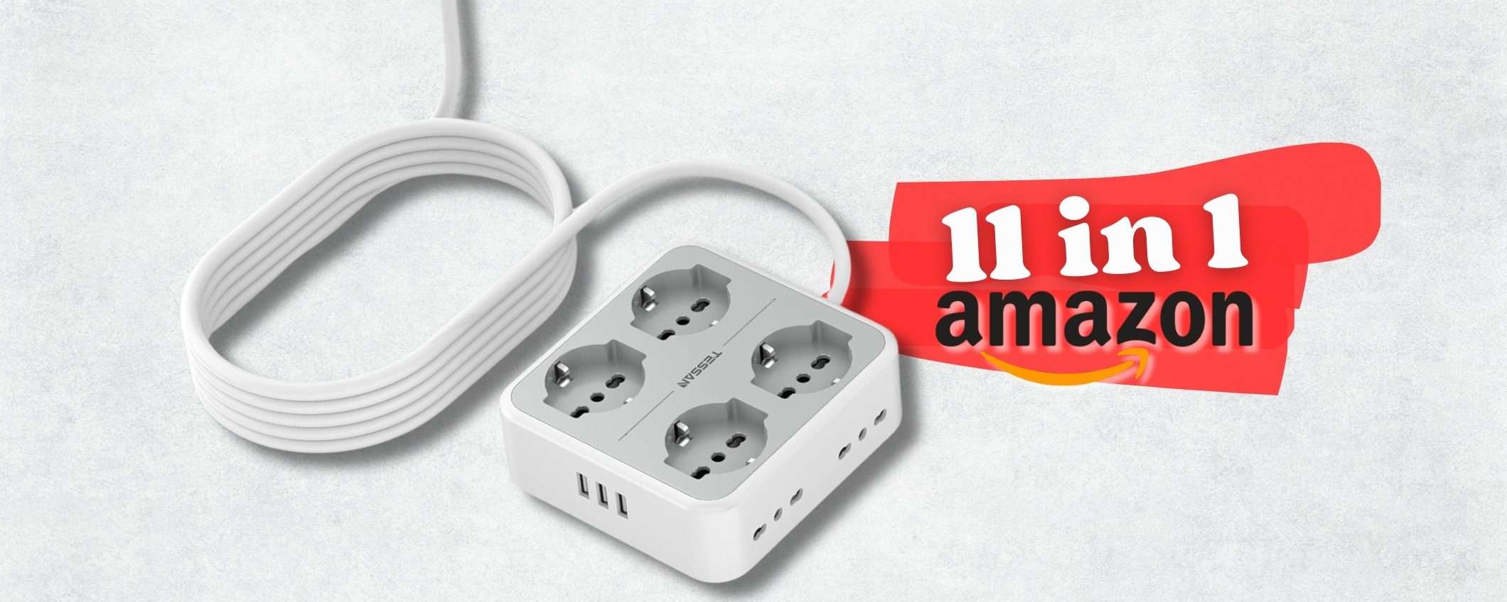 Multipresa SALVASPAZIO con 11 prese e USB comodissima: solo Amazon