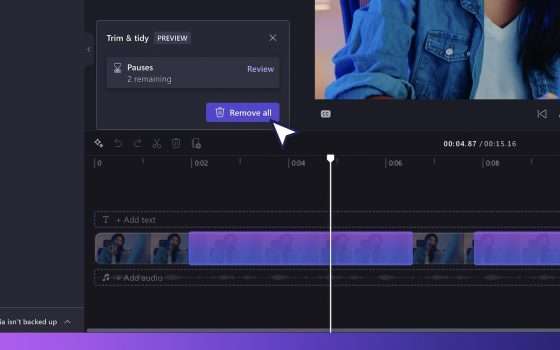 Clipchamp: funzione AI per rimuovere i silenzi nei video