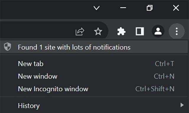 Il nuovo avviso di Chrome su Windows relativo ai siti che inviano molte notifiche