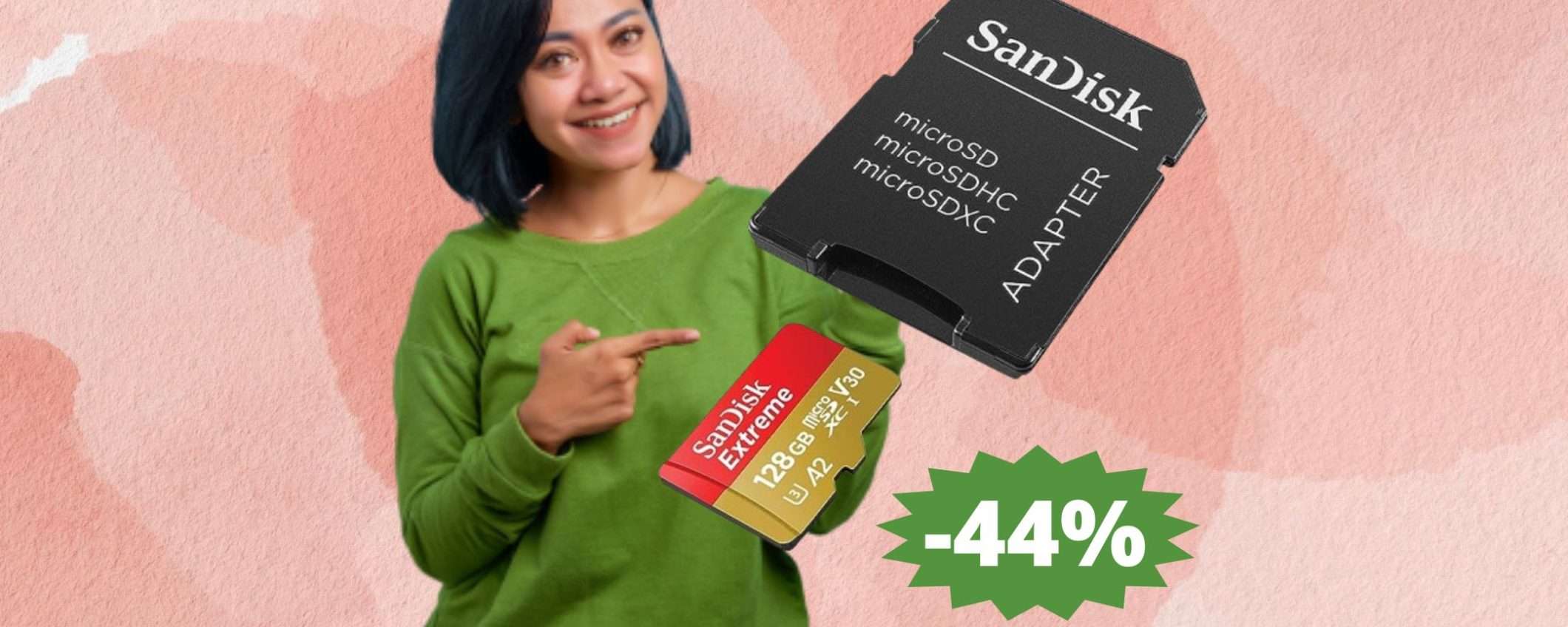 MicroSD SanDisk 128GB Extreme: MEGA sconto del 44%