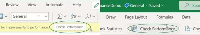 La nuova funzionalità Check Performance di Excel
