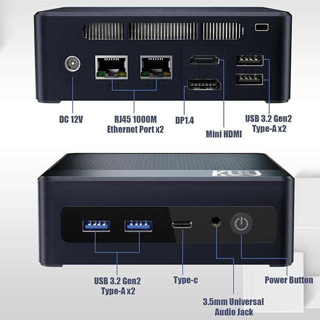 KUU M1: le porte di connessione presenti sul Mini PC