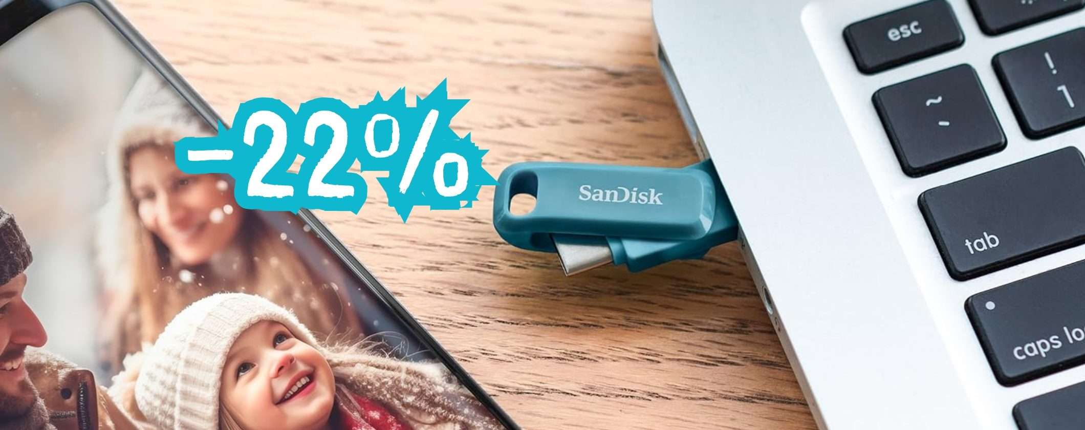 Pen Drive Dual SanDisk 128GB da 400 MB/s al 21% di SCONTO