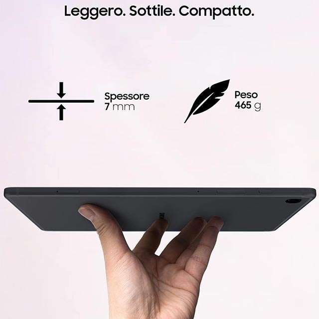 Il design del tablet Samsung Galaxy Tab S6 Lite