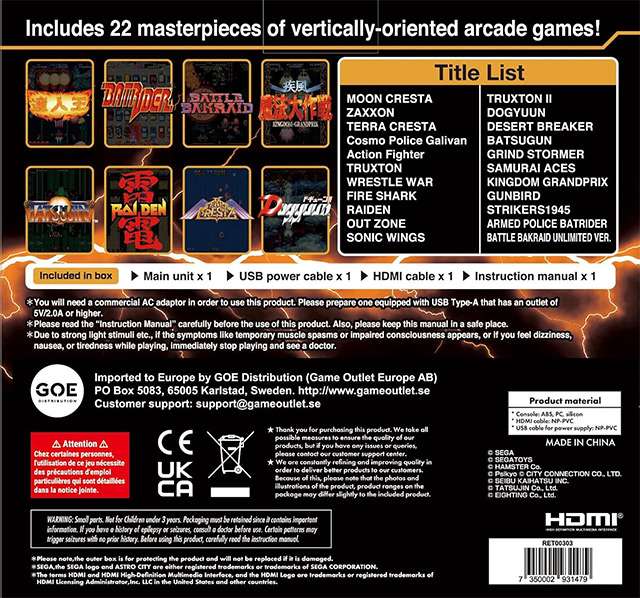 I 22 giochi contenuti nel mini cabinato SEGA Astro City Mini V