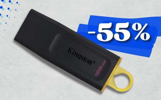 Chiavetta USB 128GB 3.1 firmata Kingston: meno di 9€ per farla tua