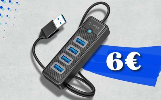 Hub USB per 4 porte 3.0 in più sul tuo computer: 6€ ed è tuo (Amazon)
