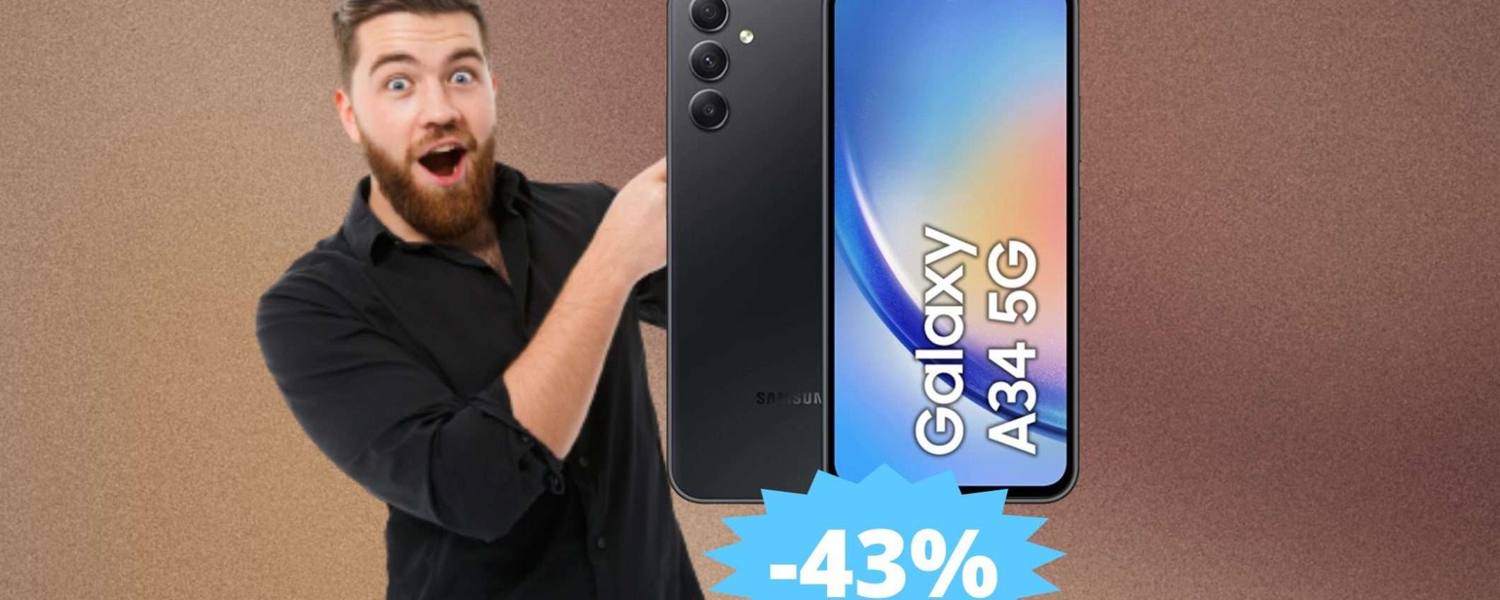 Samsung Galaxy A34: prezzo IRRESISTIBILE su Amazon (-43%)