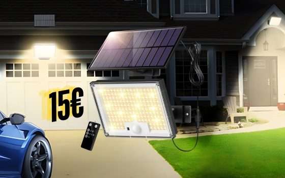 Faretti Solari LED da esterno a 15€ su Amazon