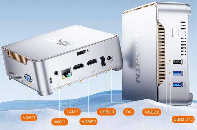 NiPoGi GK3 Plus: le porte di connessione presenti sul Mini PC