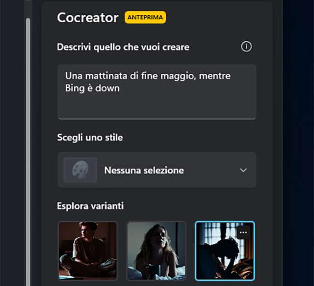 Nonostante il down dei servizi Bing, Paint Cocreator funziona correttamente