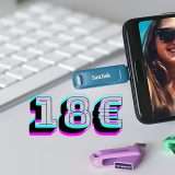 PenDrive 128GB SanDisk 2 in 1 Type C e USB A a soli 18€