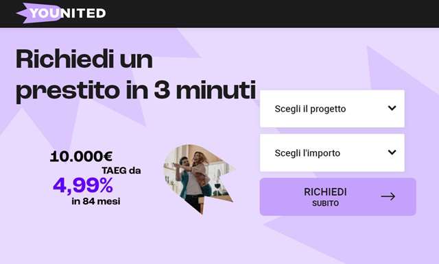 richiedi un prestito in meno di 3 minuti con younited