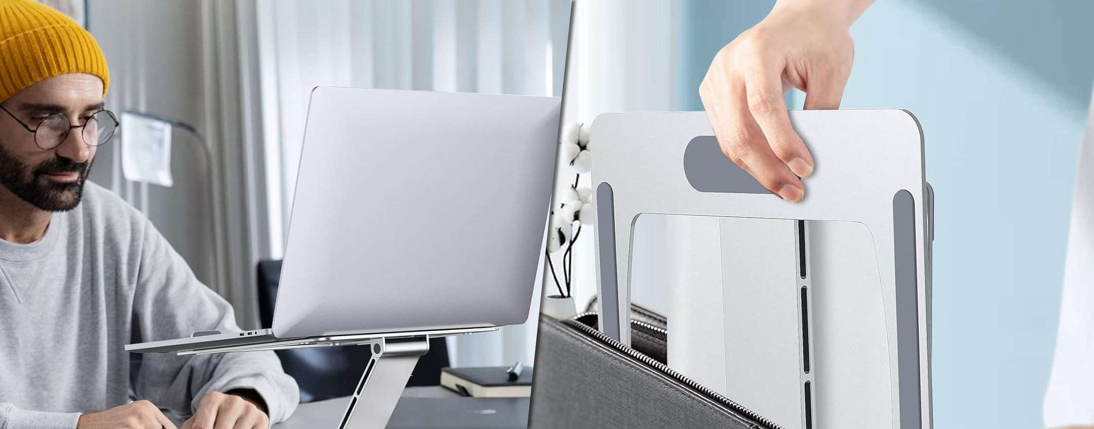 Supporto Pieghevole Per Laptop In Alluminio – Portatile E Regolabile, Design Ergonomico Per Computer E Tablet