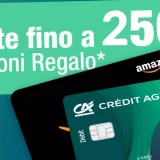 Crédit Agricole: buoni Amazon fino a 250 Euro per i nuovi clienti