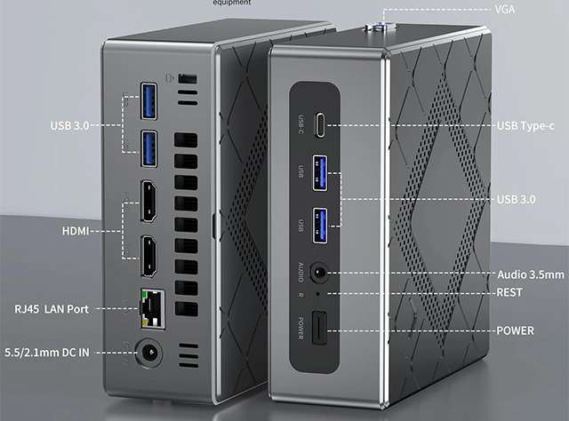 NiPoGi CK10: le porte di connessione presenti sul Mini PC